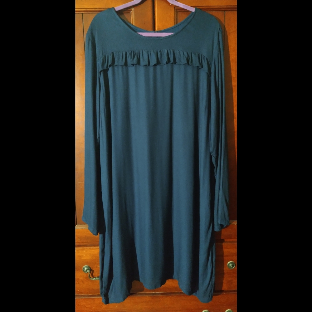 OLD NAVY Navy Blue Long Sleeve Midi Dress Peasant with Ruffle Size 2X
